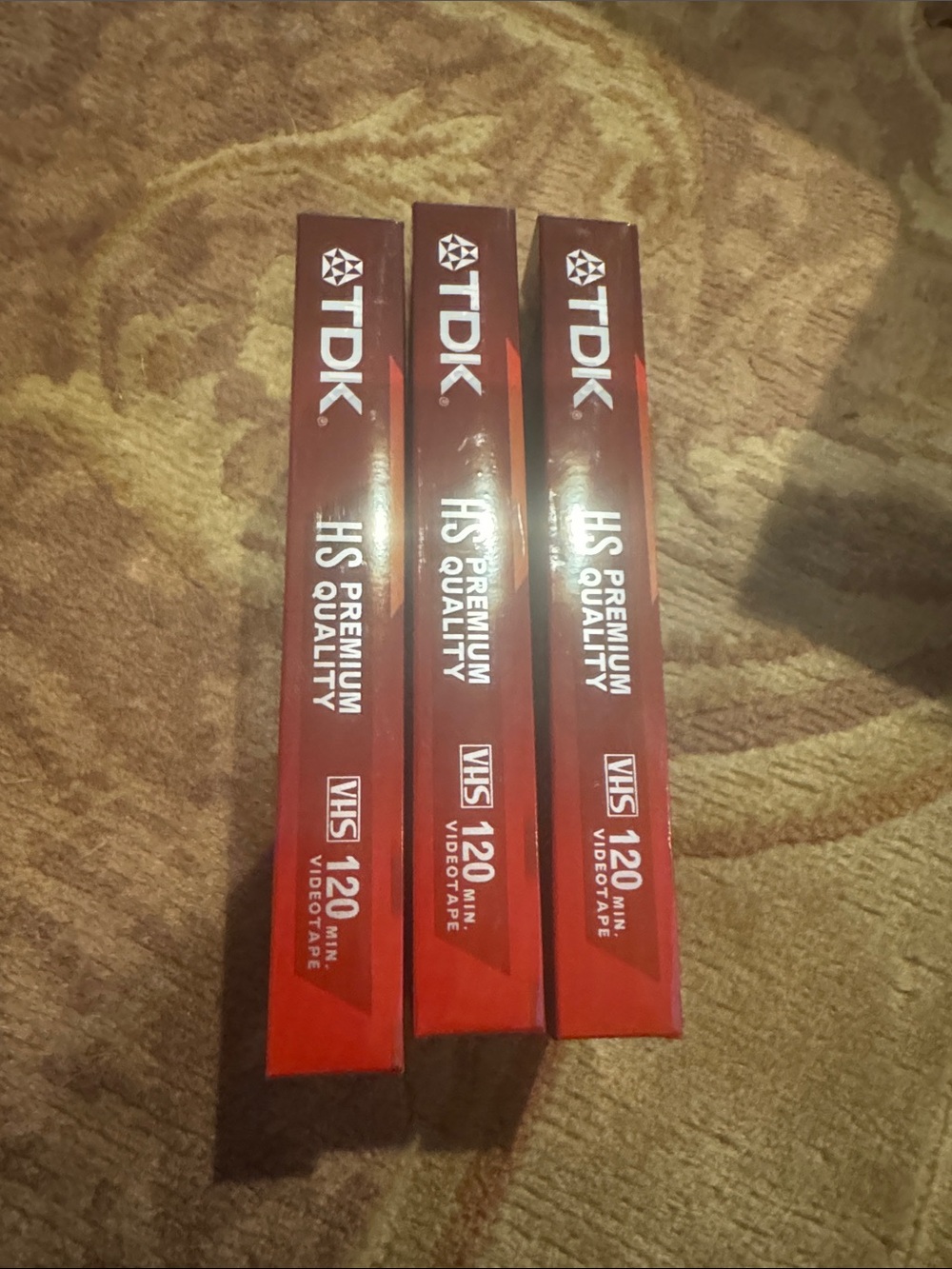 Sealed Red HS Premium Quality VHS 120-Min Video Tape - Pack of 3 BRAND NEW